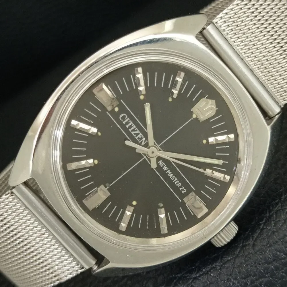 Vintage 1984 Citizen Manual Wound Mens Silver Watch & Silver accents